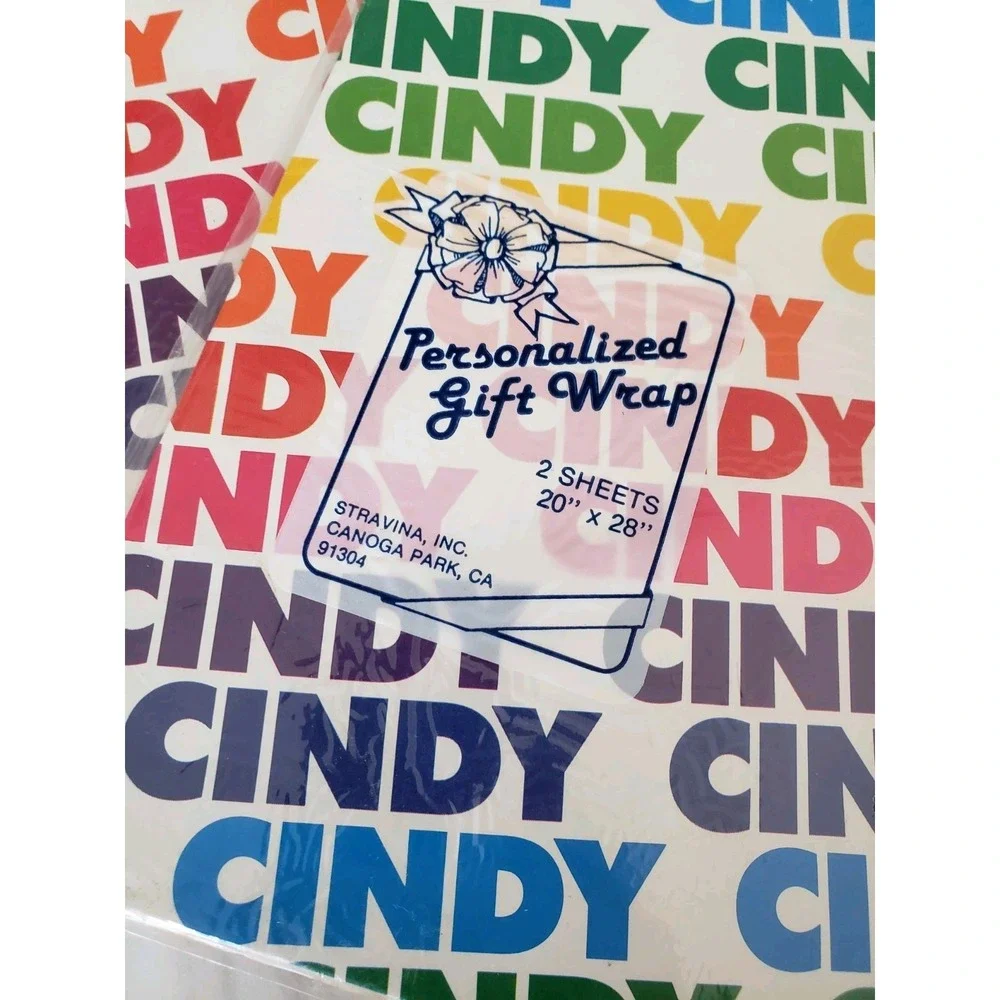 CINDY Vintage‎ Stravina Personalized Gift Wrap Wrapping Paper Name RAINBOW gift